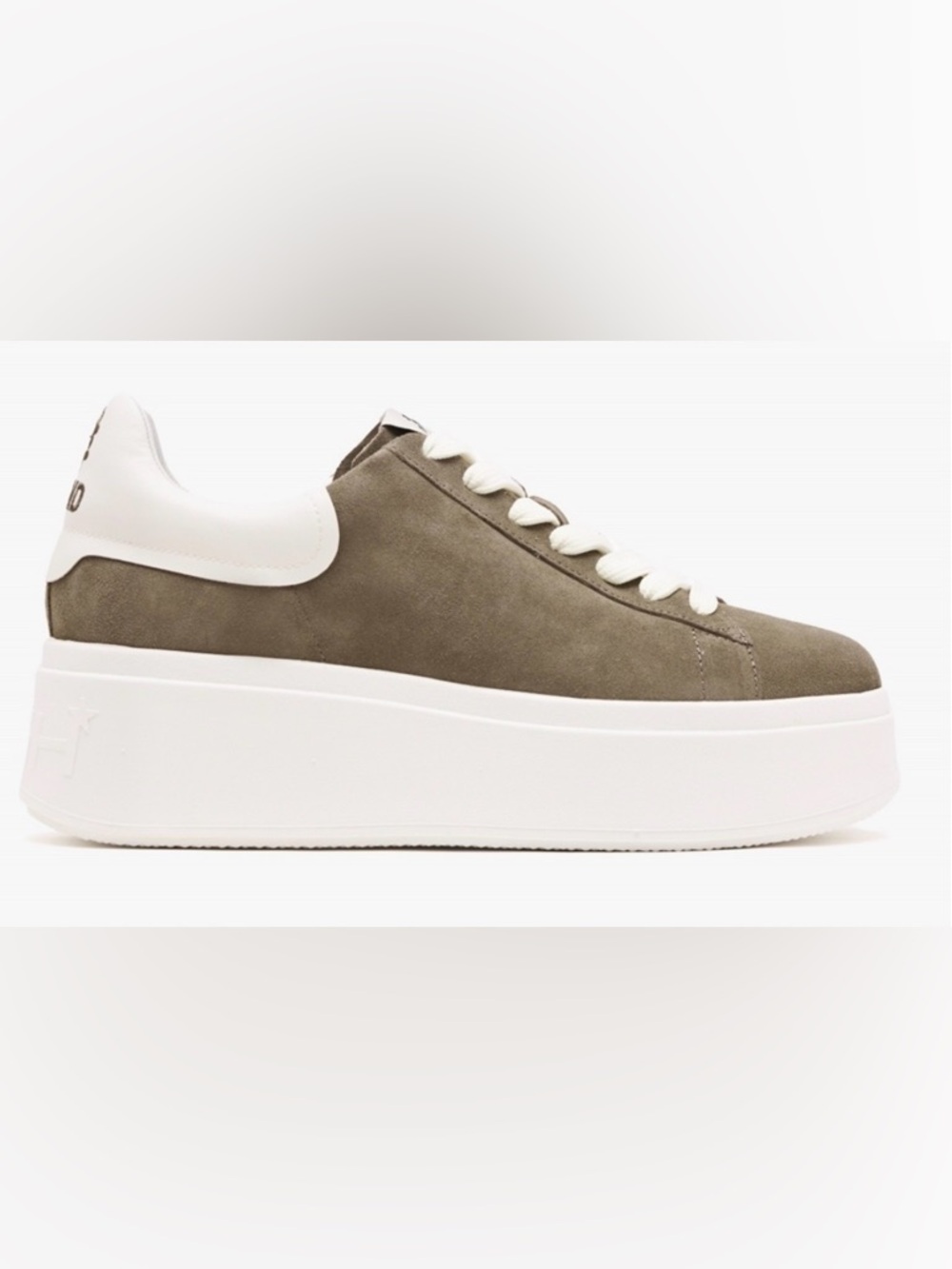 ASH Taupe Suede Sneakers with Cream Laces
